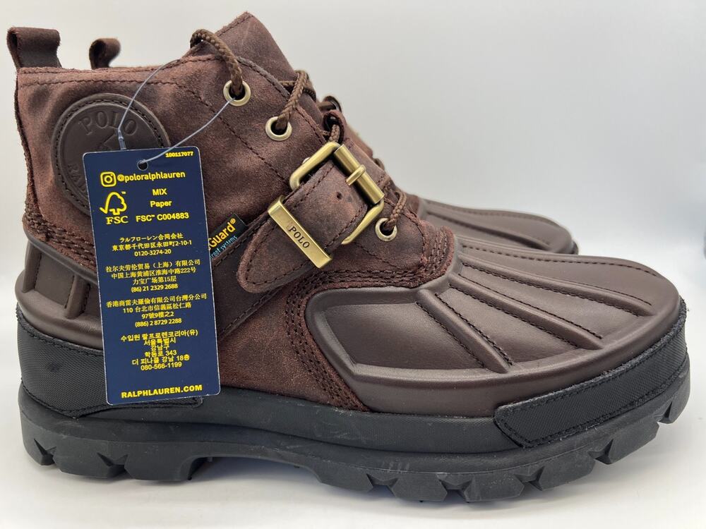 Polo Ralph Lauren Oslo Dark Brown Low Boots HydroGuard Men's 9.5D NEW